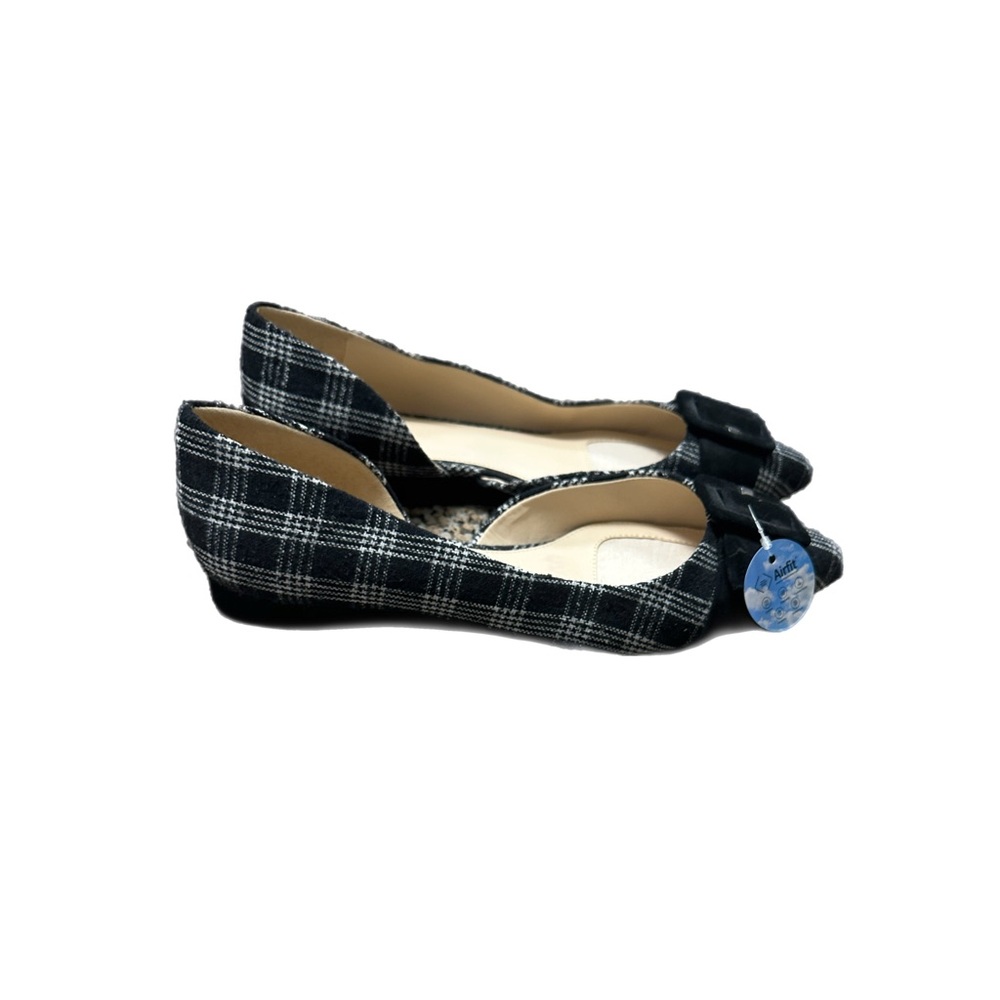 Alex Marie Black and White Plaid Flats with Bow